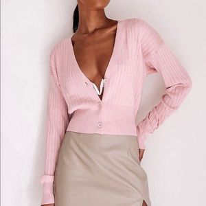 Pink Cropped Cardigan